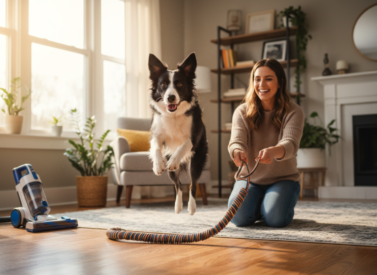 Agility at Home: Teach Your Dog to Jump the Vacuum Cord Safely