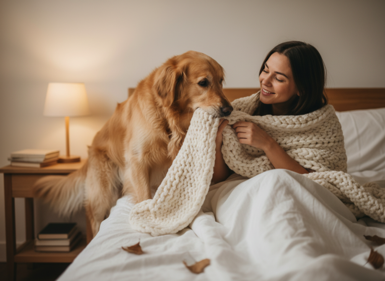 Bedtime Routine: How to Teach Your Dog to Pull a Blanket Over You