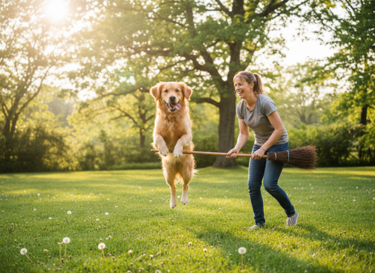 DIY Agility at Home: Teach Your Dog to Jump Over a Broomstick