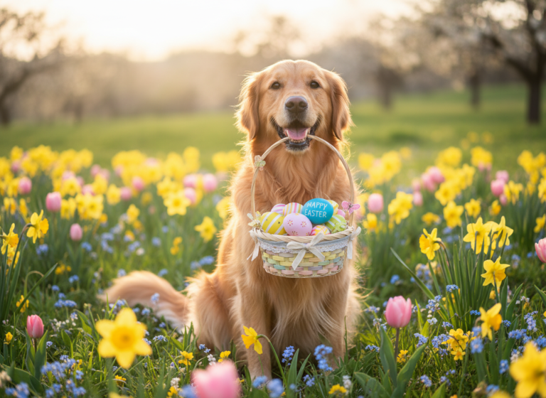 Easter Photoshoot: How to Teach Your Dog to Hold a Basket Gently