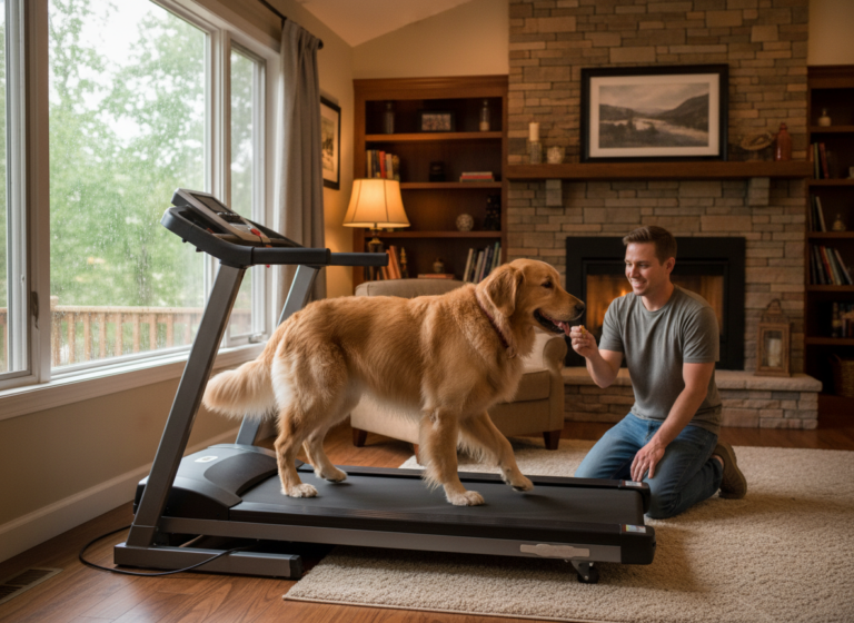 Rainy Day Exercise: How to Train Your Dog to Use a Treadmill Safely