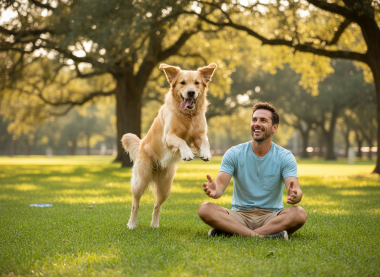 Trust Fall: Training Your Dog to Jump Over You While You Sit