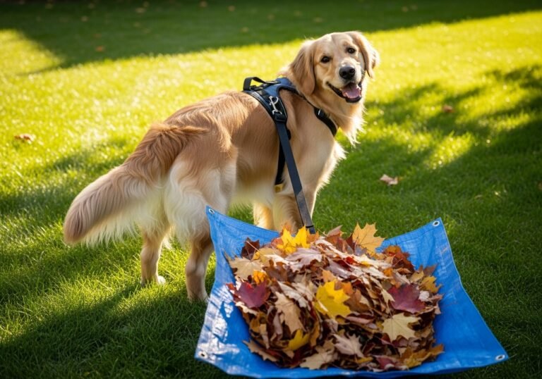 Yard Work Helper: Teach Your Dog to Drag a Tarp of Leaves